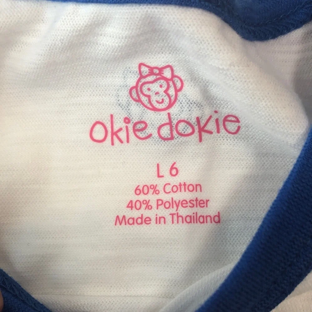 NEW Okie Dokie White Blue Tee shirt Multi Color Striped Leggings Top 6 pant 6X